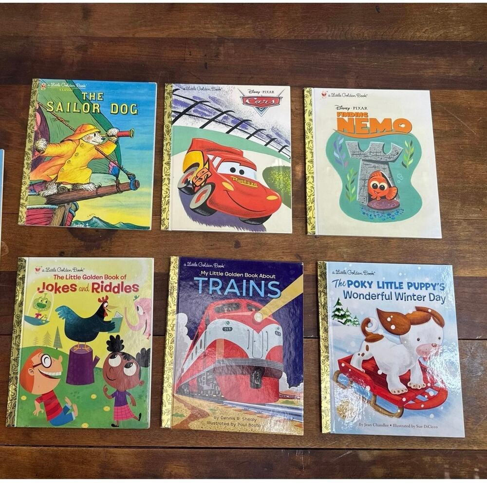 A Little Golden Book Bundle Cars . Nemo . Trains . The Poky Little Puppy . Jokes